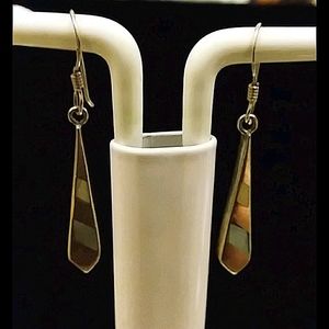 925 Sterling Silver Inlay Drop Earrings